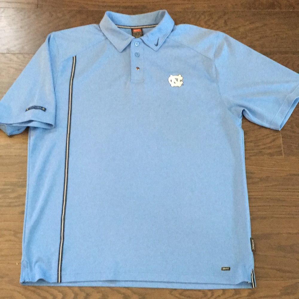 Nike UNC North Carolina Tar Heels Dri Fit reflective golf polo shirt swoosh L